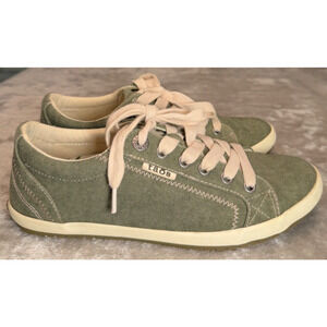 Taos Star Green Canvas Ivory Lace Up Arch Support Sneakers Womens Size 7